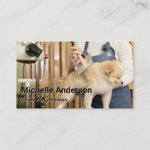 Animal Groomer Combing Dog Hair Business Card