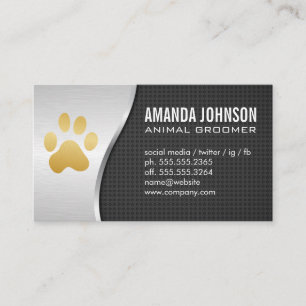 Animal Groomer Pet Paw Business Card