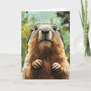 Animal Groundhog Day Holiday Card