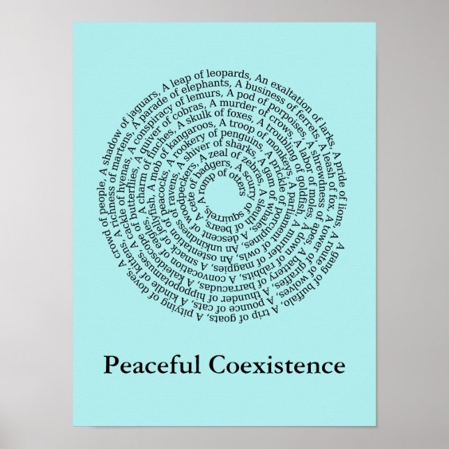 Animal Group Names/Peaceful Coexistence Poster (Front)