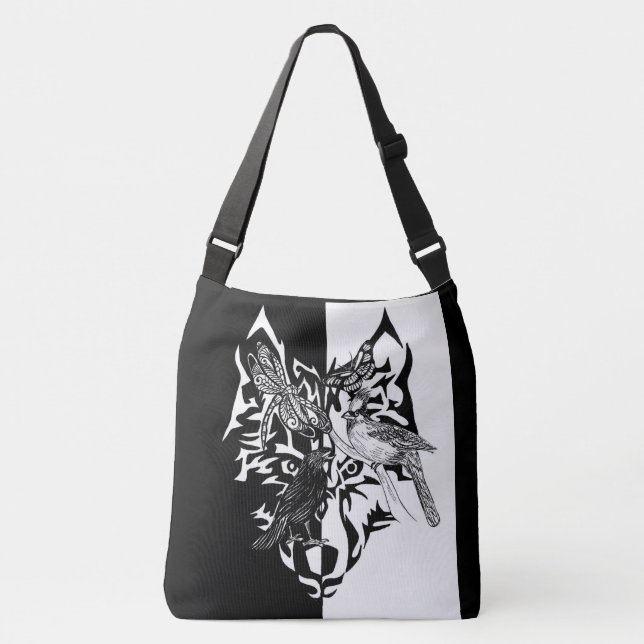 Animal Guides in Black and White Crossbody Bag (Front)