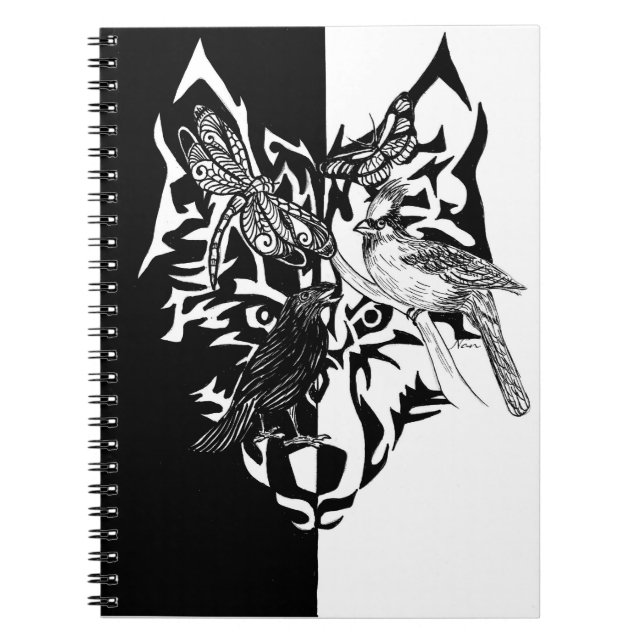 Animal Guides in Black and White Notebook (Front)