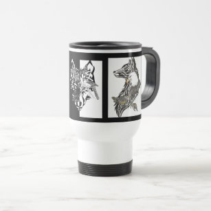 Animal guides of wolves, bird, insect and reptiles travel mug