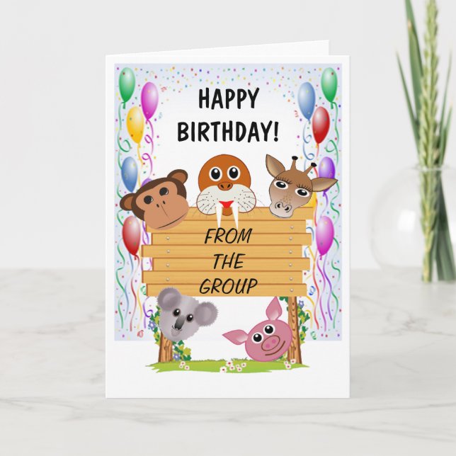 Animal Happy Birthday Greeting Card (Front)