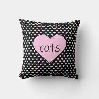 Animal Heart with Pastel Small Hearts Throw Pillow