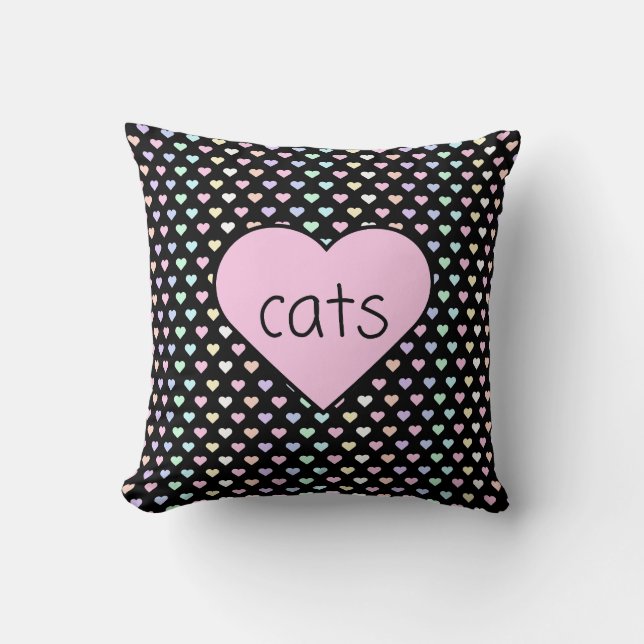 Animal Heart with Pastel Small Hearts Throw Pillow (Front)