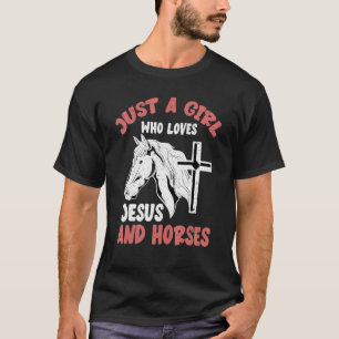 Animal Horse Girls Cross Jesus Christ Devotee Hor T-Shirt