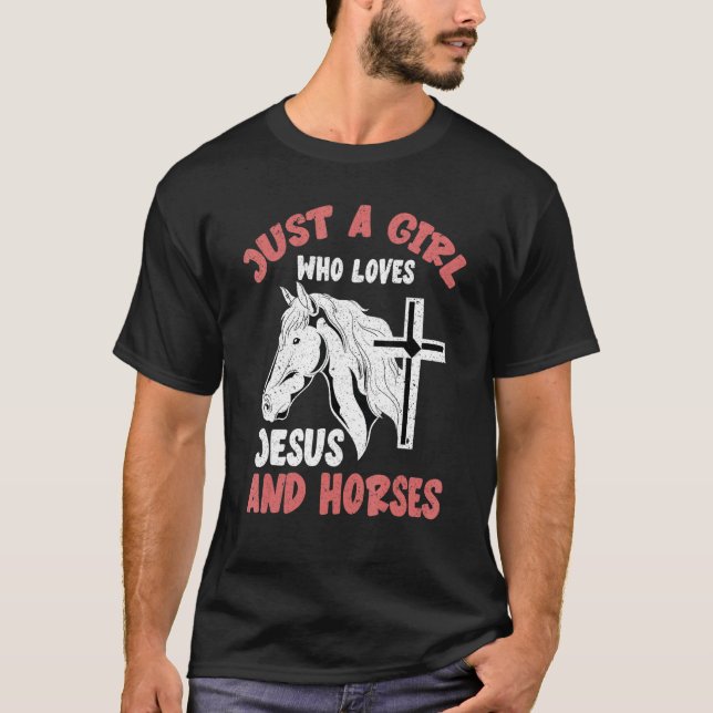 Animal Horse  Girls Cross Jesus Christ Devotee Hor T-Shirt (Front)
