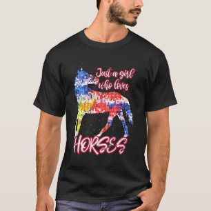 Animal Horse Riding Equestrian Women Girls Colorfu T-Shirt