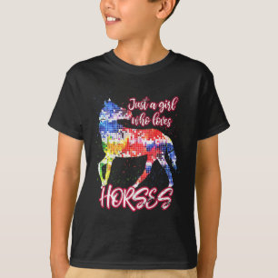 Animal Horse Riding Equestrian Women Girls Colorfu T-Shirt