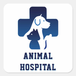 🏥 Animal Hospital Logo Veterinary Medical Centre Square Sticker