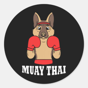 Animal Humor Thai Kickboxing Funny Dog Muay Thai Classic Round Sticker