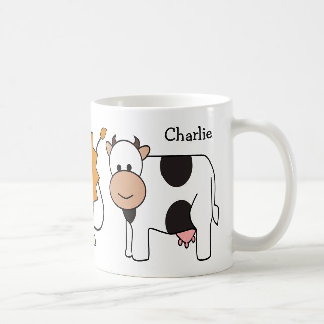 Animal Illustrations custom name kid's mugs (Right)