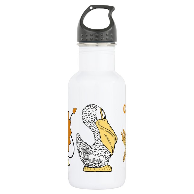 Animal Illustrations custom name water bottle (Front)