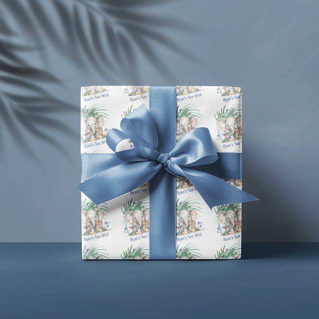 Animal Jungle Party Gift Wrap (Safari Jungle Watercolor Party Animals Tropical Greenery Birthday Wrapping Paper)