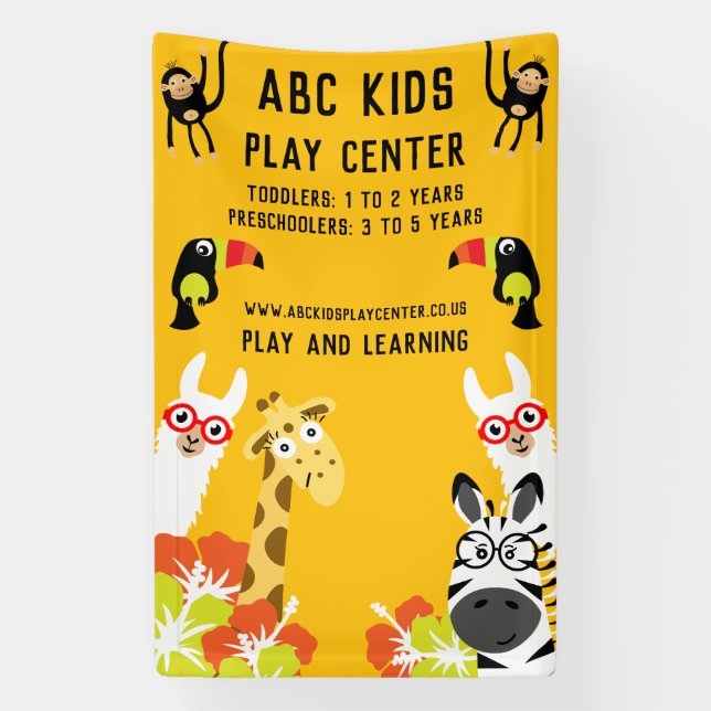 Animal Jungle Safari Play Centre Banner (Vertical)
