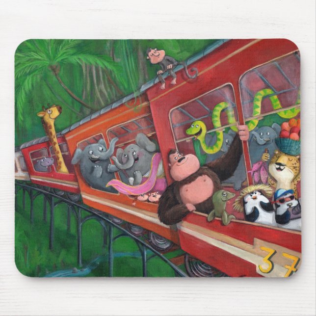 Animal Jungle Train Mouse Mat (Front)