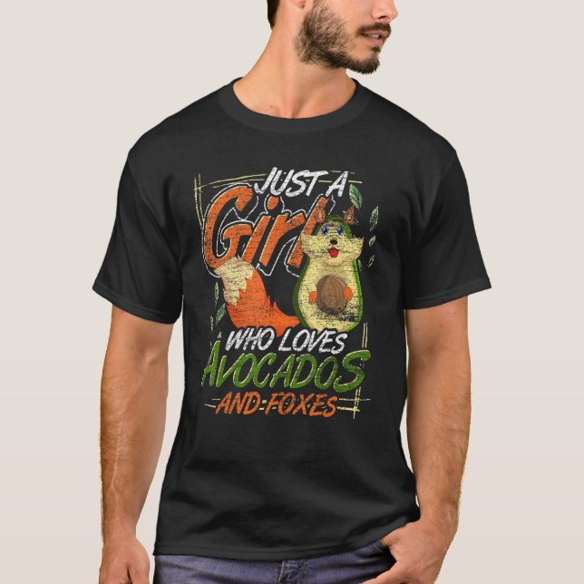 Animal  Just A Girl Who Loves Avocados And Foxes T-Shirt (Front)