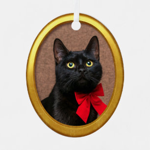 Animal Keepsake Modern Gold Customised Photo Oval Metal Tree Decoration