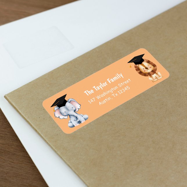 Animal Kids Preschool Graduation Return Addres (Animal Kids Preschool Graduation Return Addres Label)