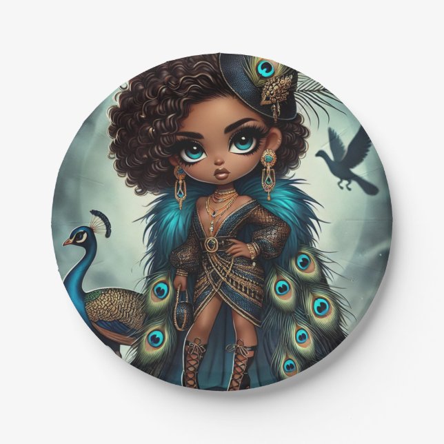 Animal Kingdom Couture Peacock Paper Plate (Front)