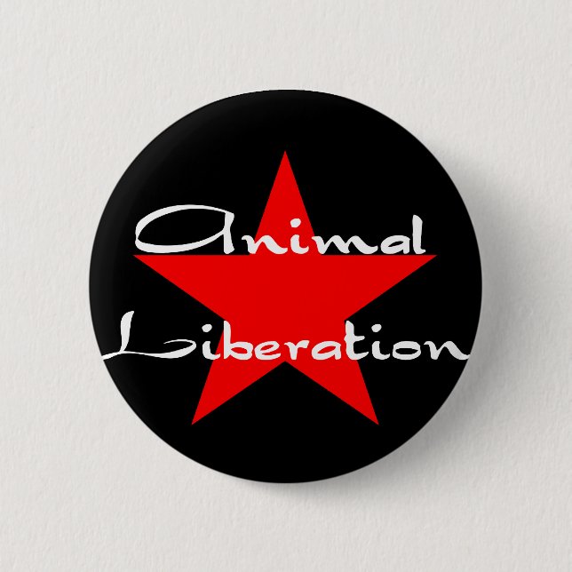 animal liberation 6 cm round badge (Front)