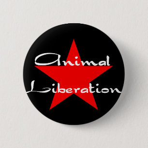 animal liberation 6 cm round badge