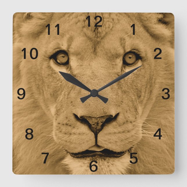 Animal Lion Face Wall Clock (Front)