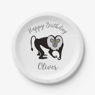 Animal - Lion-tailed MACAQUE -Wildlife - Party Paper Plate