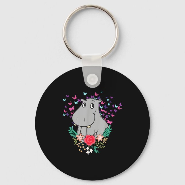 Animal Lover Butterfly Valentines Day Gift Flowers Key Ring (Front)