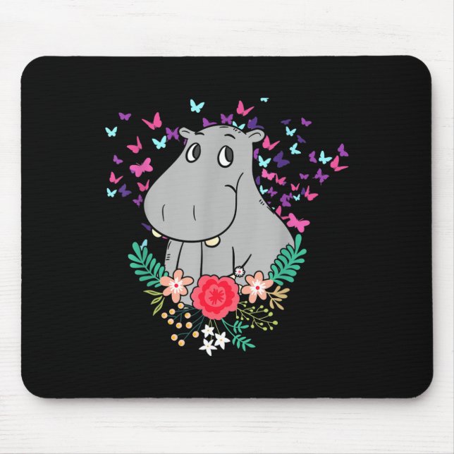 Animal Lover Butterfly Valentines Day Gift Flowers Mouse Mat (Front)