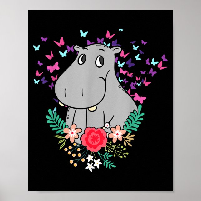 Animal Lover Butterfly Valentines Day Gift Flowers Poster (Front)