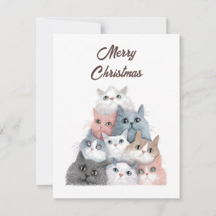 Animal Lover Cute Funny Cats Christmas Tree Holiday Card
