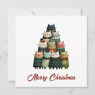 Animal Lover Cute Funny Cats Christmas Tree Holiday Card