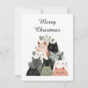 Animal Lover Cute Funny Cats Christmas Tree Holiday Card