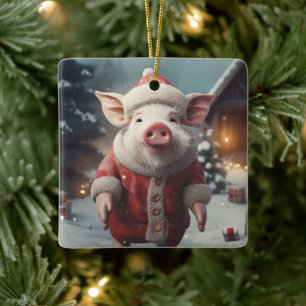 Animal Lover Gift, Farm Lover Gift, Cute Pig Ceramic Ornament