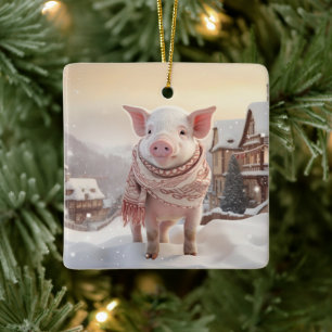 Animal Lover Gift, Farm Lover Gift, Cute Pig Ceramic Ornament