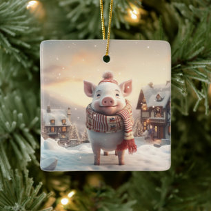 Animal Lover Gift, Farm Lover Gift, Cute Pig Ceramic Ornament