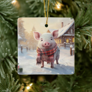 Animal Lover Gift, Farm Lover Gift, Cute Pig Ceramic Ornament