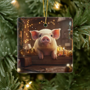 Animal Lover Gift, Farm Lover Gift, Cute Pig Ceramic Ornament