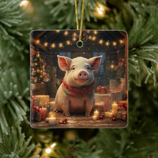 Animal Lover Gift, Farm Lover Gift, Cute Pig Ceramic Ornament
