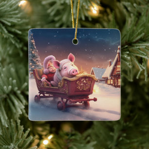 Animal Lover Gift, Farm Lover Gift, Cute Pig Ceramic Ornament