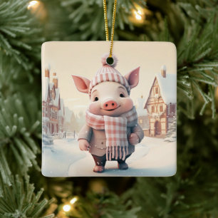 Animal Lover Gift, Farm Lover Gift, Cute Pig Ceramic Ornament