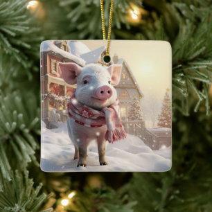 Animal Lover Gift, Farm Lover Gift, Cute Pig Ceramic Ornament