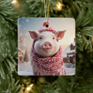 Animal Lover Gift, Farm Lover Gift, Cute Pig Ceramic Ornament