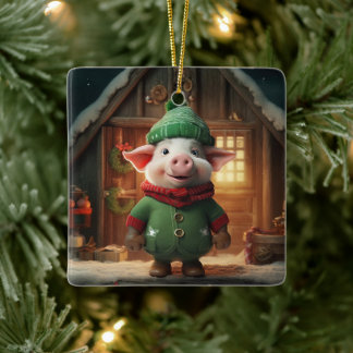 Animal Lover Gift, Farm Lover Gift, Cute Pig Ceramic Ornament