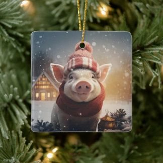Animal Lover Gift, Farm Lover Gift, Cute Pig Ceramic Ornament