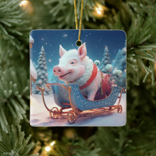 Animal Lover Gift, Farm Lover Gift, Cute Pig Ceramic Ornament