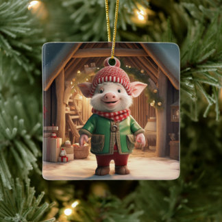 Animal Lover Gift, Farm Lover Gift, Cute Pig Ceramic Ornament