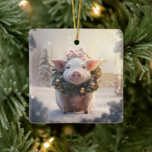 Animal Lover Gift, Farm Lover Gift, Cute Pig Ceramic Ornament